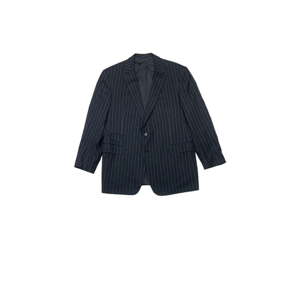 Ralph Lauren Purple Label Black Pin Striped Wool Suit Jacket 46R